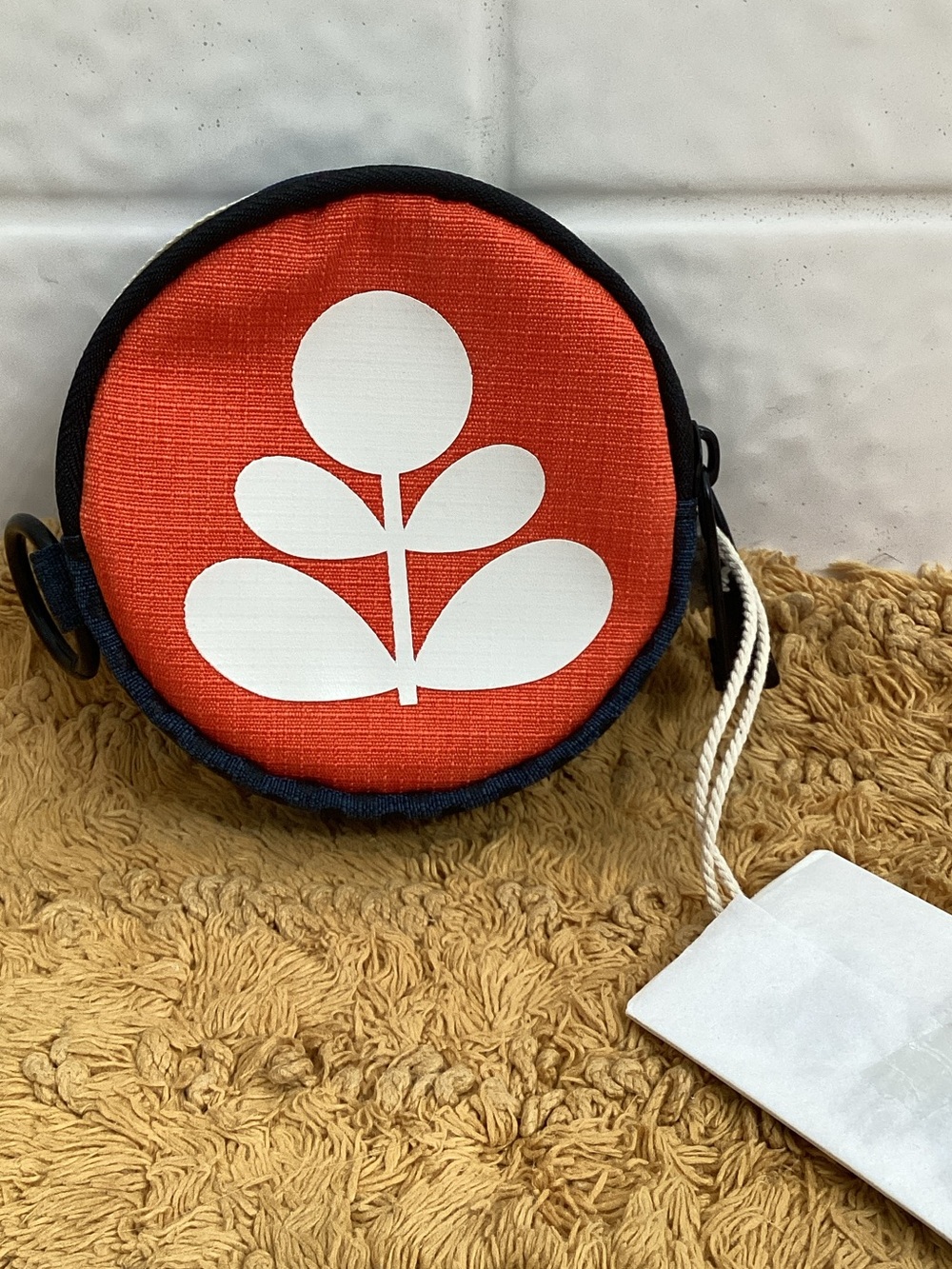 Orla Kiely Round Mini Bag in Orange with White Stem Print